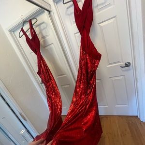 Red Sequin boutique Prom Dress